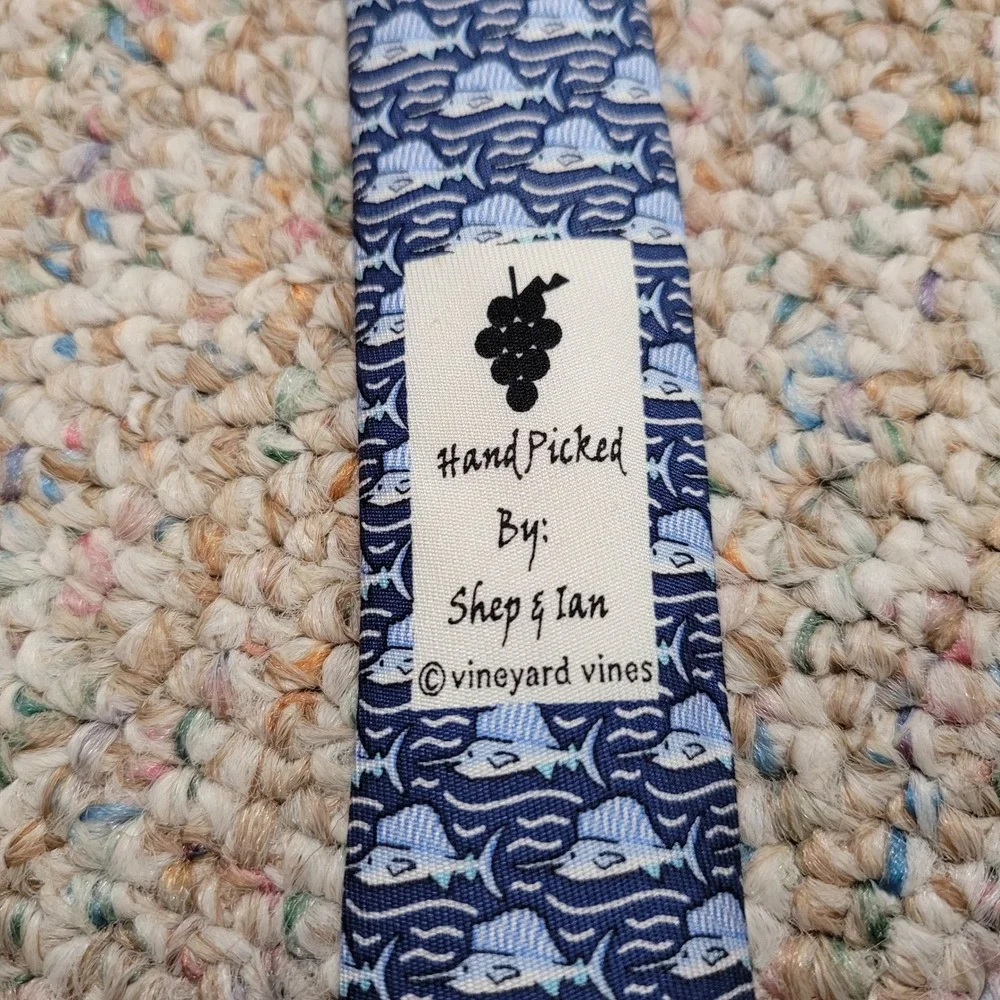 Vineyard Vines Sailfish Tie Boys OS Blue Silk Nautical Preppy Fish Pattern